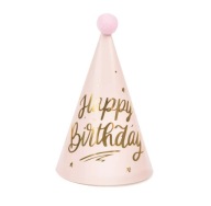 Ružová čiapka Happy Birthday s brmbolcom