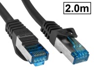 Cat.6A PIMF prepojovací kábel tienený RJ45-RJ45 1:1 Cu AWG26 čierny 2m