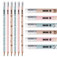 6x TROJUHOLNÍKOVÁ CERUŽKA S GUMA HB BB GIRLS Interprint