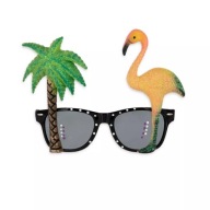 Detské okuliare s tropickou palmou plameniaky, čierne