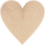 Drevený prsteň, základ MACRAME HEART, 9 ks