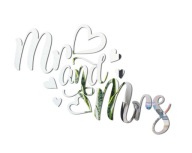 Strieborná zrkadlová nálepka na stenu Mr&Mrs WEDDING N21