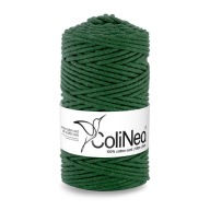 ColiNea pletená makramé šnúrka, 100% bavlna, 3mm 100m, topánka. zelená