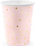SVETLORUŽOVÉ papierové poháre na NARODENINOVÝ BABY SPRCHOVAČ 1 ROK 260 ml 6 ks