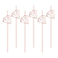 ROSE GOLD papierové slamky hen party 6 ks
