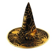 Čarodejnícky klobúk so zlatou pavučinou Halloweenský karneval Čarodejnica S