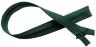 40 cm krytý špirálový zips, nerozoberateľný, fľaškovozelený