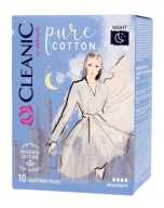 Cleanic Pure Cotton Night hygienické vložky 10 ks