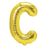 Zlatý fóliový balón v tvare C, 40 cm