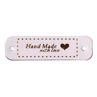 Etiketa z ekokože HANDMADE LOVE, biela 1165
