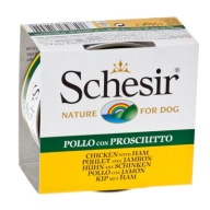 SCHESIR Mokré krmivo pre psov Kuracie so šunkou v želé 150g