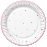 Papierové taniere Stars Pink Birthday Baby Shower 18cm 8ks.