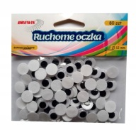 POHYBLIVÉ OČI pre Crafts, SAMOLEPIACE 12mm Brewis NA VYTVÁRANIE POSTAVOV