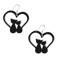 CATS MITTENS náušnice čierne akrylové HALLOWEENské srdce