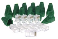 RJ45 internetová zástrčka so zeleným krytom, 10 kusov
