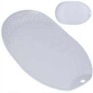 Plastová DOSKA NA KRAJENIE s odkvapkávačom 2v1 kuchyňa 37x25 cm svetlo šedá