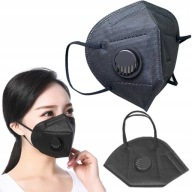 10x KN95 OCHRANNÁ MASKA S VENTILOM, ČIERNA