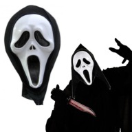 SCREAM SCREAM MASKA BIELA ​​S KAPUČOU na HALLOWEEN