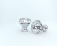 Krištáľový gombík, bezfarebná nábytková úchytka 30 mm