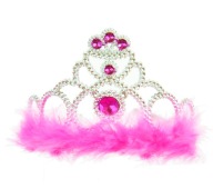 DIADEM diadém CROWN ružové strieborné pierka dieťa