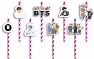 NARODENINOVÉ SLAMKY s POSTAVIČKAMI - BTS KPOP POP BAND BIRTHDAY - 8 ks.