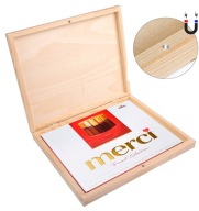 Drevená krabička na čokoládky merci darček