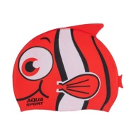 Silikónová kúpacia čiapka pre deti do bazéna Aqua-Sport Junior Fish Red