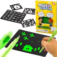 KREATÍVNA MAGICKÁ FLUO LIGHT MAĽOVACIA TABUĽA UV ŽIARENÝ TEXT