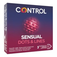 Kondómy CONTROL SENSUAL DOTS LINES, 3 ks., zvyšujúce orgazmus pre ženy
