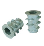 10x nástrčná oceľová nábytková vložka M4 x 10 mm skrutkovaná do dreva, typ DC