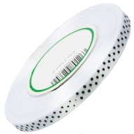 Bodkovaná saténová stuha 6mm 22m 01 biela
