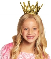 Dievčenský kostým s korunou princeznej kráľovnej na karneval v zlatej farbe