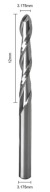 Guľôčková fréza na drevo - 2F - 3.175x12x38 - CNC VHM - držiak 3.175mm