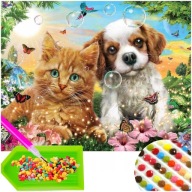 DIAMANTOVÁ VÝŠIVKA Diamantový obraz MAČKA DOG MOZAIKA 40x30 aplikátor puzzle