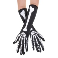 Dlhé rukavice Bones black and white halloween