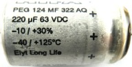 RIFA axiálny elektrolyt 220uF 63V DC 30% 1ks.