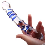 Obojstranné sklenené dildo MODRÉ análne a vaginálne OBOJSTRANNÉ DILDO