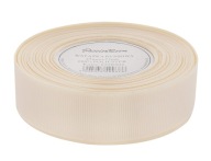 Grogrénová stuha na ozdobu, ozdobná svadobná, 25mm 22mb, svetlo krémová