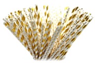 PAPIEROVÉ SLAMKY 205x6 mm EKO ZLATÉ S PRÚŽKAMI 10 KS