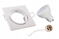 Sada hranatého svietidla bielej farby + objímka GU10 8W Cold + GU10