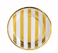 Papierové taniere GOLD STRIPES 18cm narodeninová oslava