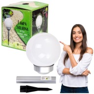solárna záhradná lampa, mliečna, BIELA ​​GUĽA, 44 cm