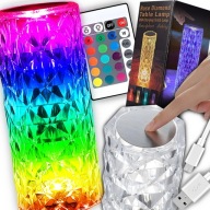 LED USB nočná krištáľová stolná lampa DIAMOND RGB touch + REMOTE