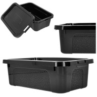 Organizér, plastový box, 4,5l, lesklý čierny, s vekom boxu