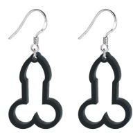 Náušnice PENIS čierny wacuś penis na rozlúčku so slobodou