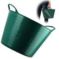 FLEXIBILNÝ PLASTOVÝ KOŠÍK NA PRÁDLO, UNIVERZÁLNY, 15L, ZELENÉ RÚČKY
