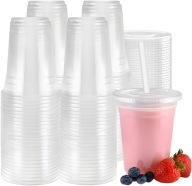 PET poháre na shake 300ml s plochým viečkom 50ks Plastové jednorázové