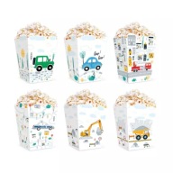 Popcorn boxy Sladkosti Sušienky Cukríky Narodeniny Dopravné prostriedky Konštrukcia 6 ks