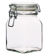 SKLENENÁ NÁDOBKA 750ML S SVORKOU NA SPRACOVANIE MED NA KORENIE 0,75L S KLOPOM