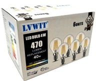 ŽIAROVKY LED FILAMENTOVÉ 6ks E14 4W=40W 2700K ECO
